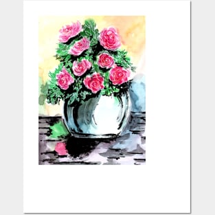 Red Peonies in Vase Posters and Art